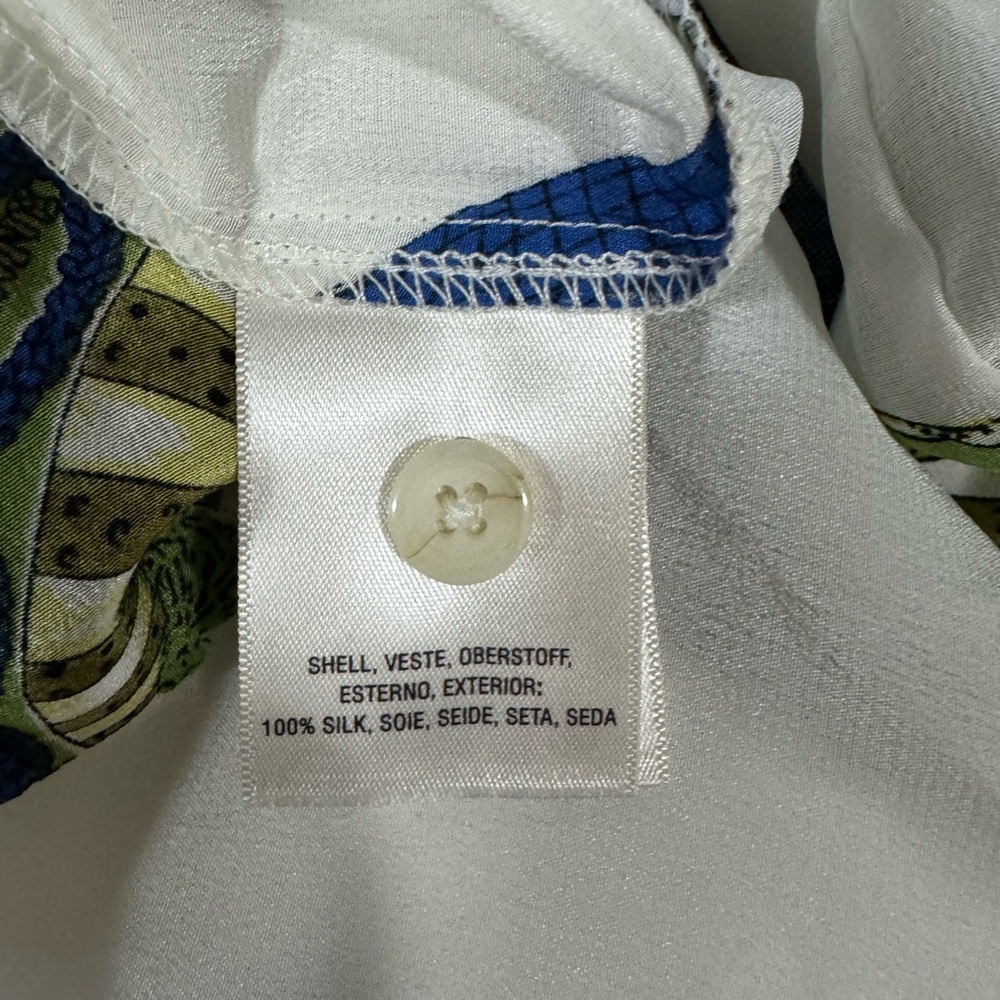 NWOT Maeve Anthropologie Green and White Hot Air Balloon Silk Top - Picture 11 of 11
